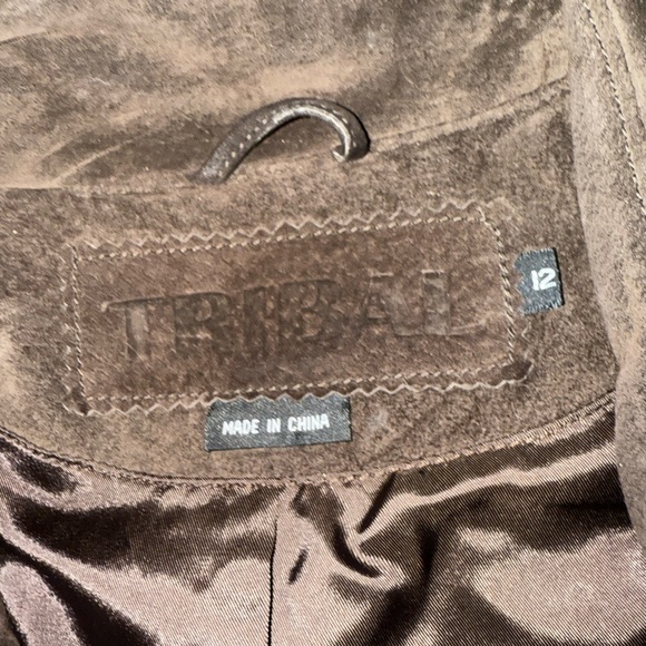 NEW SPECIAL $58 TRIBAL Size 12 Women’s Dark Chocolate Brown Suede Jacket - Picture 9 of 11